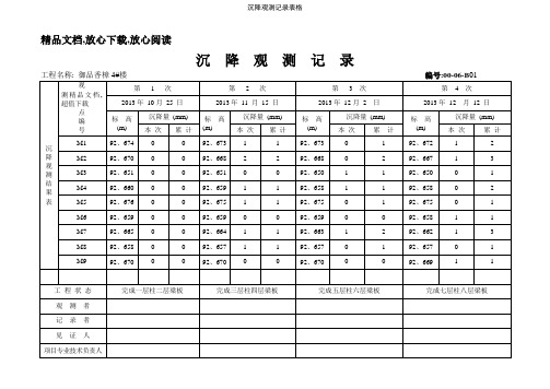 沉降观测记录表格