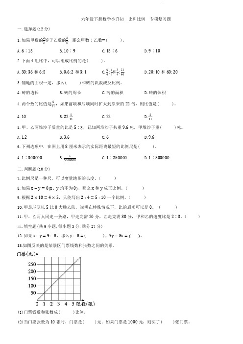 小升初专项复习题   比和比例   专项训练