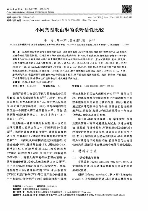 不同剂型吡虫啉的杀蚜活性比较