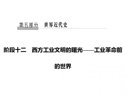 历史高考大一轮复习通史人教版课件：阶段十二 西方工业文明的曙光——工业革命前的世界 课时1