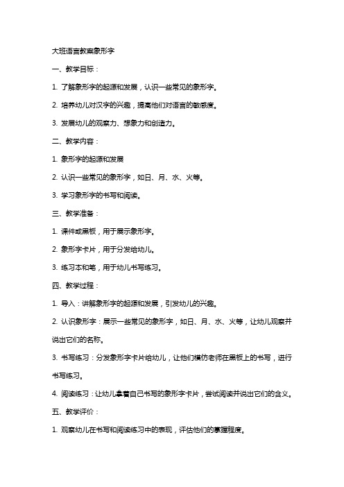 大班语言教案象形字