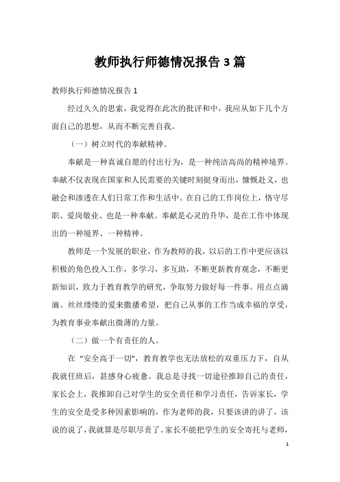 教师执行师德情况报告3篇