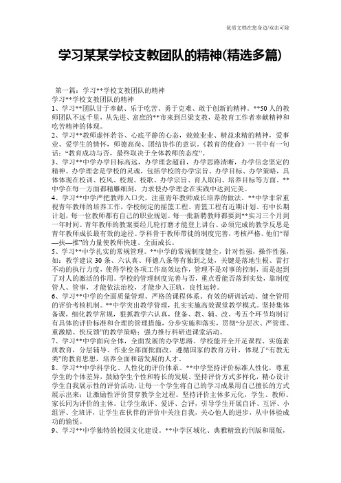 学习某某学校支教团队的精神(精选多篇)