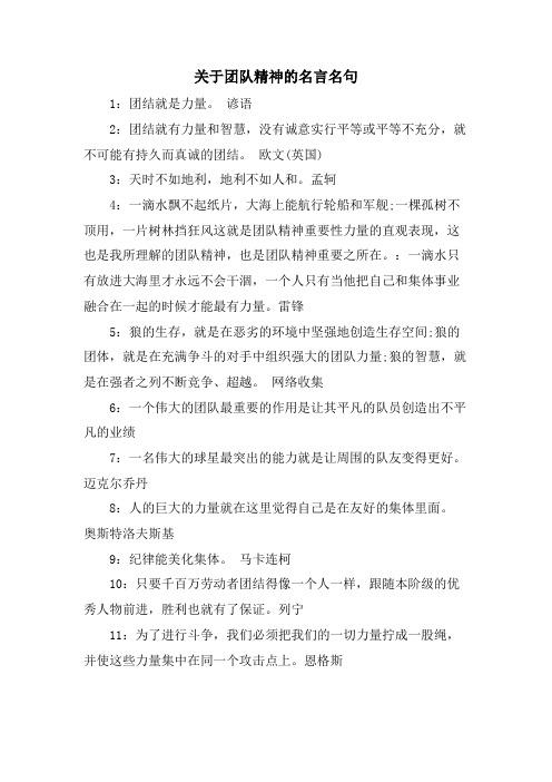 关于团队精神的名言名句