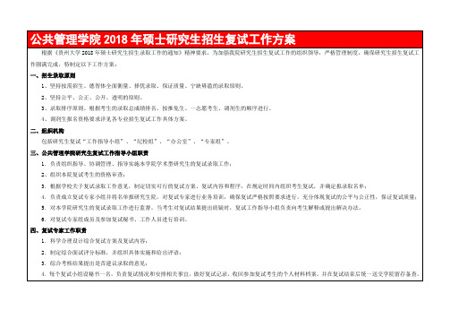 公共管理学院2018年硕士研究生招生复试工作方案