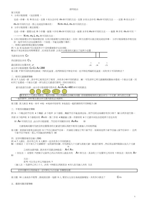 高中数学排列组合题型总结与易错点提示学习资料