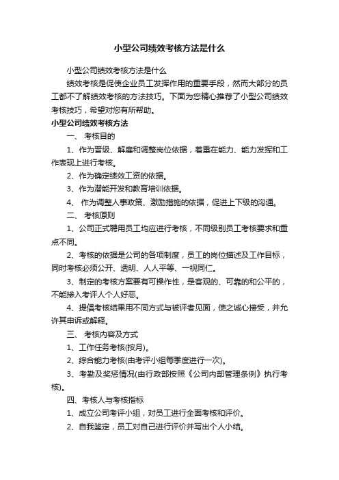 小型公司绩效考核方法是什么