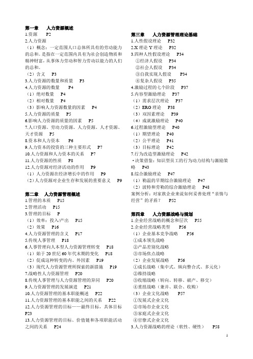 人力资源管理 提纲