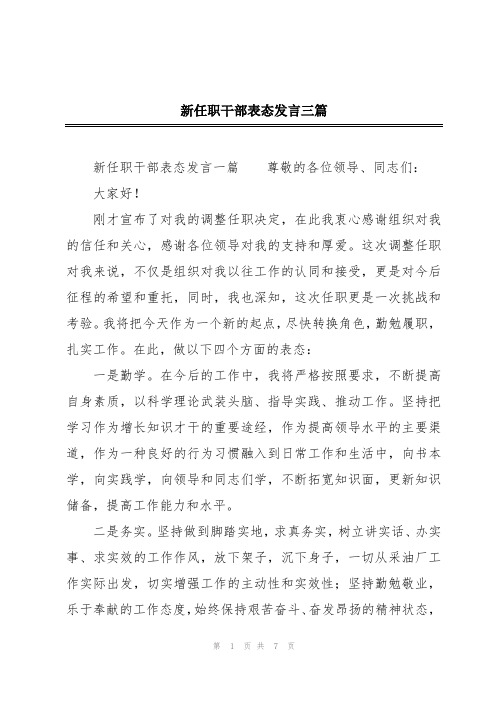 新任职干部表态发言三篇