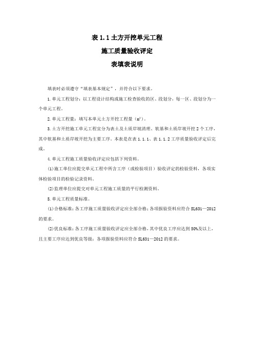 土方开挖单元工程施工质量验收评定表