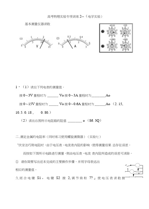 高考物理实验专项训练试题.docx