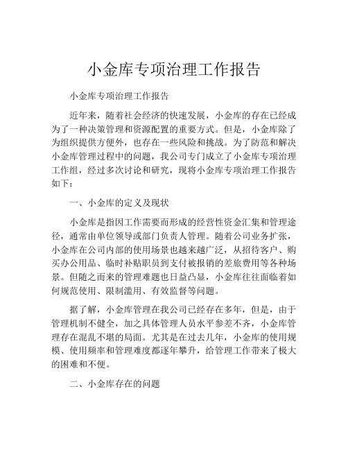 小金库专项治理工作报告