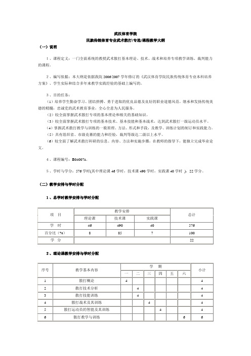 散打教学大纲