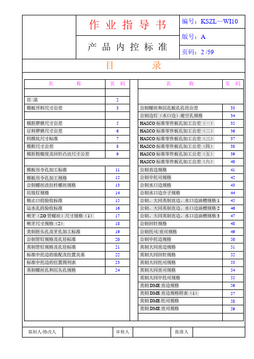 2020年模具模架加工CNC作业指导书参照模板