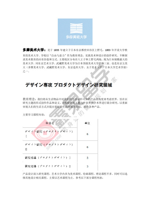 多摩美术大学工业设计专业