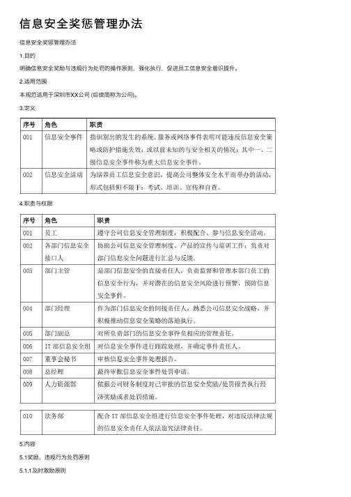 信息安全奖惩管理办法