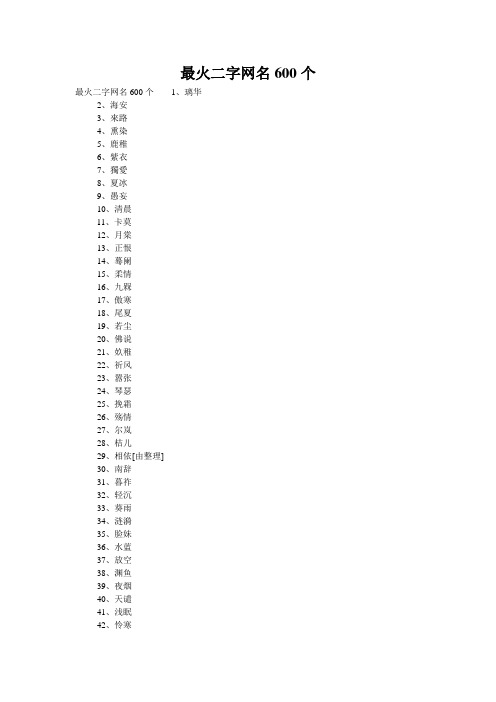 最火二字网名600个