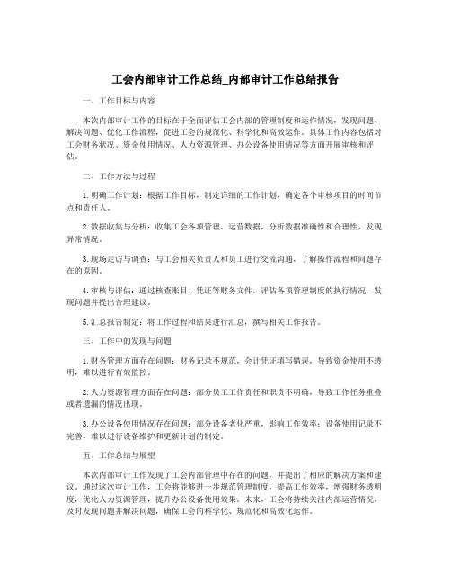 工会内部审计工作总结_内部审计工作总结报告