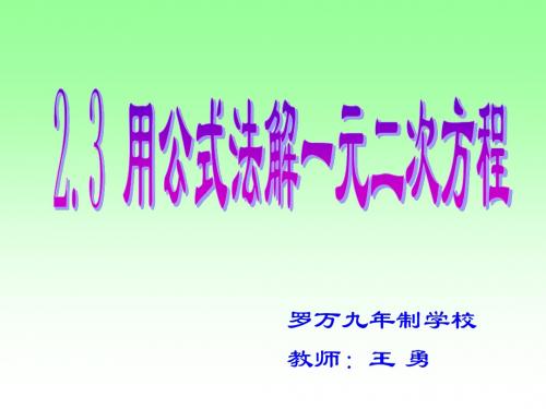 2.3 公式法解一元二次方程---完美版