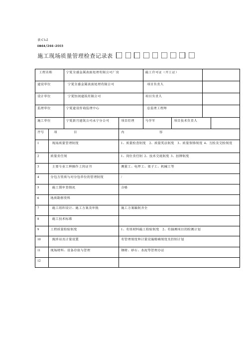 C1-2 施工现场质量管理检查记录表