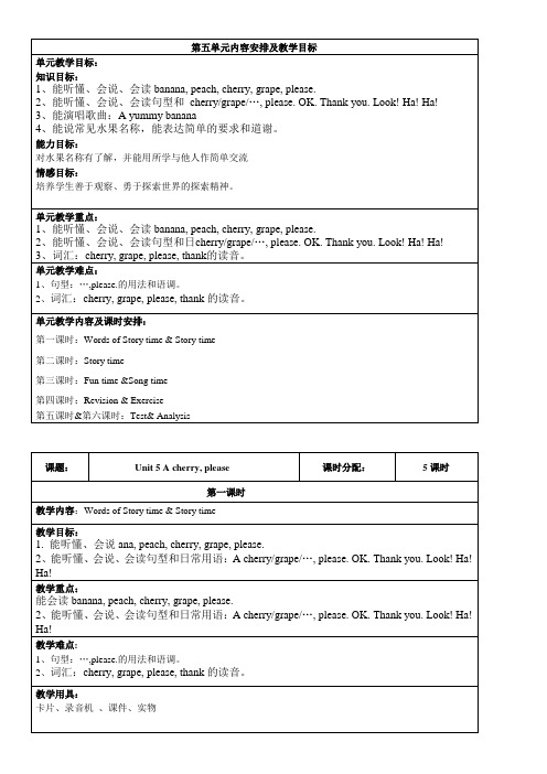 小学英语牛津译林版(一起)一年级上册Unit5Acherryplease