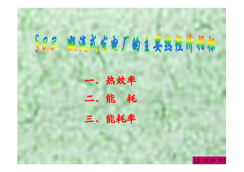 汽轮机原理3.3凝汽式发电厂主要热经济指标