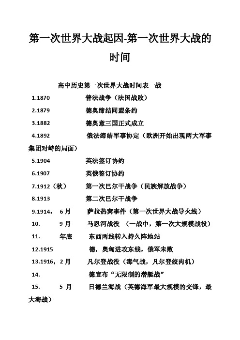 第一次世界大战起因-第一次世界大战的时间