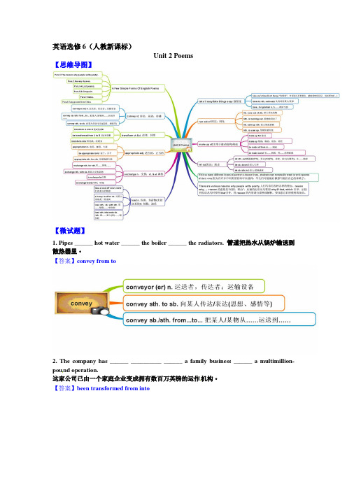 人教高中英语选修6学案:Unit 2 Poems 图解教材(思维导图+微试题)