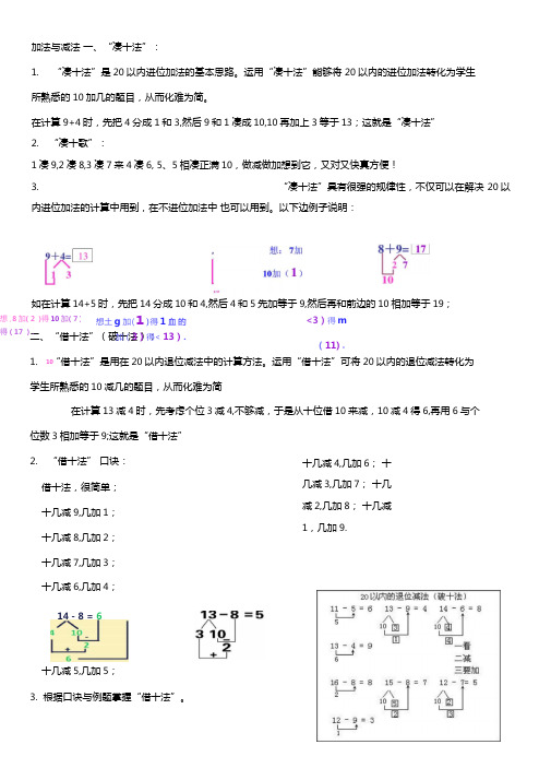 加法与减法--凑十法与借十法-借十法和凑十法