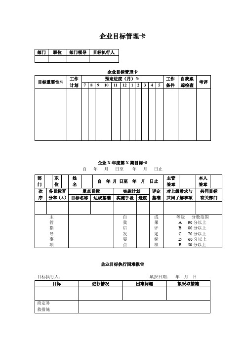 企业目标管理卡