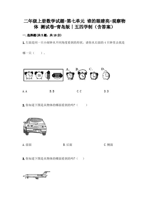 二年级上册数学试题-第七单元 谁的眼睛亮-观察物体 测试卷-青岛版丨五四学制(含答案)