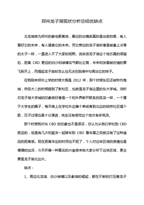 郑州龙子湖现状分析总结优缺点