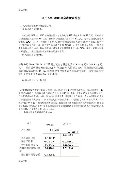 (整理)四川长虹现金流量表分析.