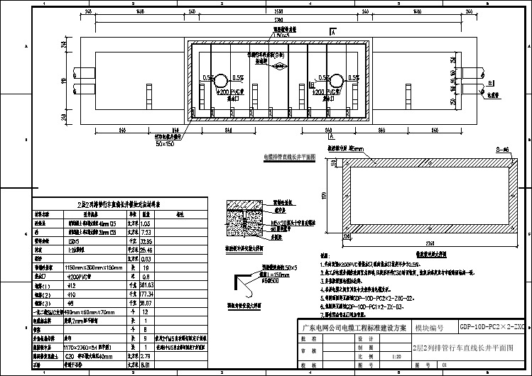 2层2列排管行车直线长井平面图