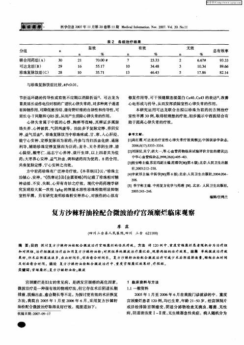 复方沙棘籽油栓配合微波治疗宫颈糜烂临床观察