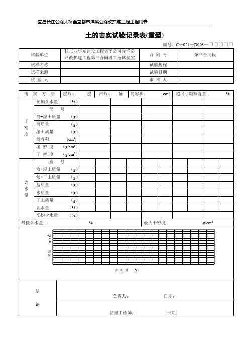 土的击实试验记录表