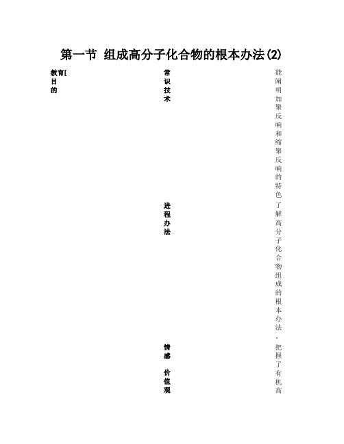 2021年高中化学 第五章第一节 合成高分子化合物的基本方法(2)教案 新人教版选修5