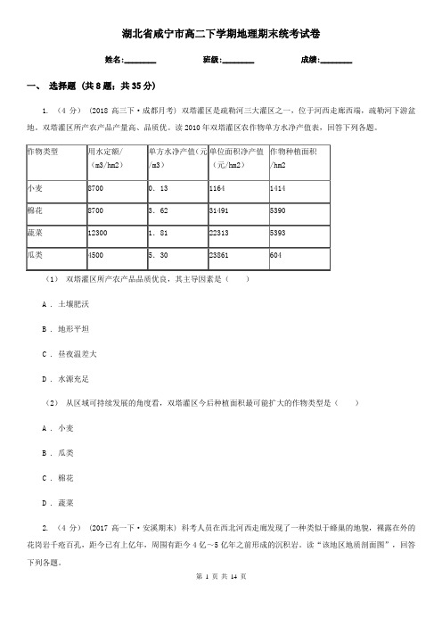 湖北省咸宁市高二下学期地理期末统考试卷