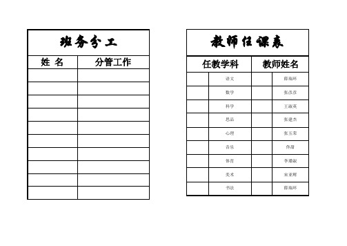 6表综合教室上墙6表