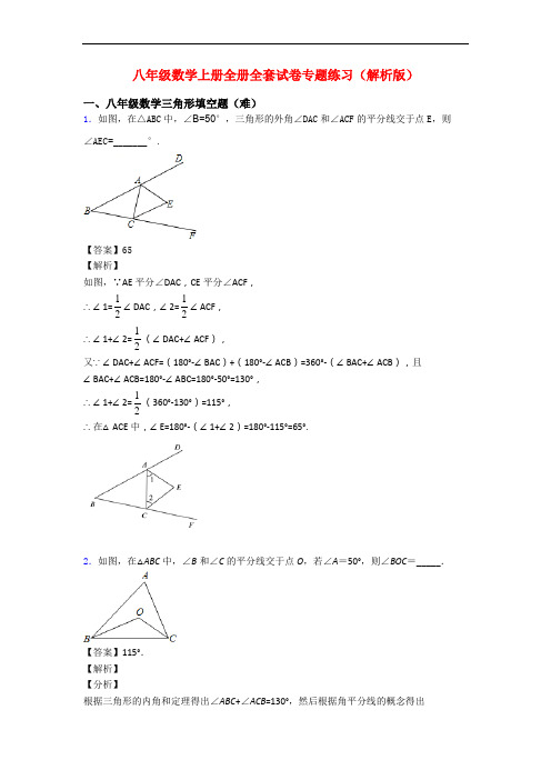 八年级数学上册全册全套试卷专题练习(解析版)