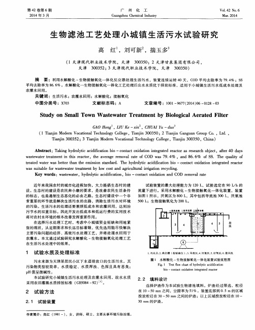 生物滤池工艺处理小城镇生活污水试验研究