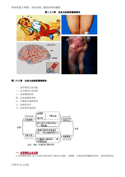 主管检验技师考试临床血液学检验讲义第二十八章出血与血栓的基础理论