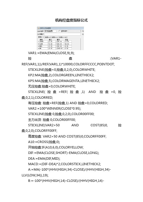 机构控盘度指标公式