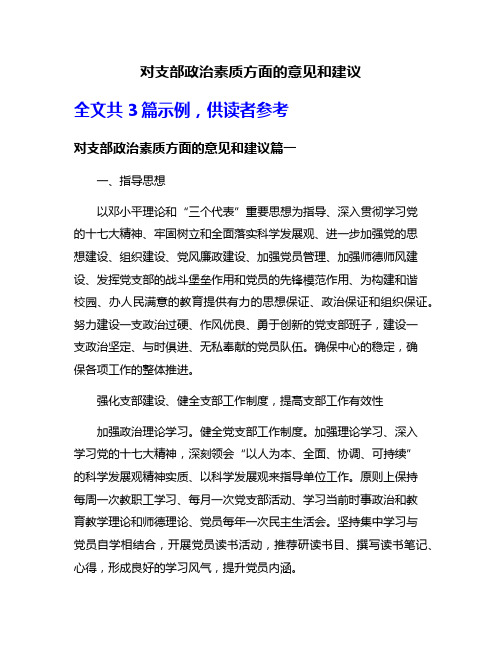 对支部政治素质方面的意见和建议