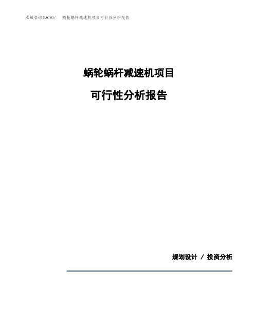 蜗轮蜗杆减速机项目可行性分析报告(模板参考范文)