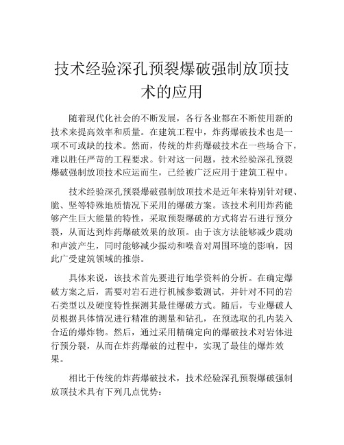 技术经验深孔预裂爆破强制放顶技术的应用