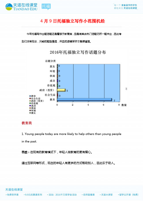 4月9日托福独立写作小范围机经