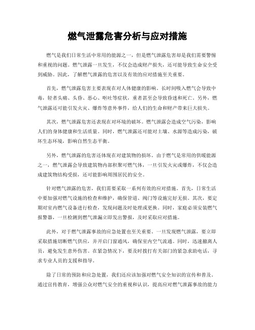 燃气泄露危害分析与应对措施