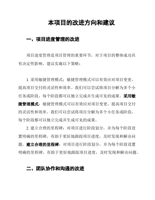 本项目的改进方向和建议