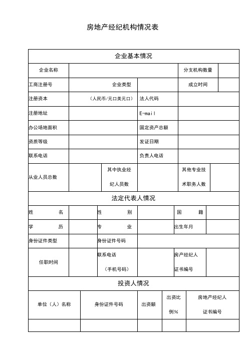 房地产经纪机构情况表【模板】